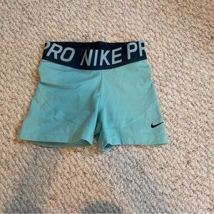 Nike Pro Teal Bike Shorts with Black Logo Waistband